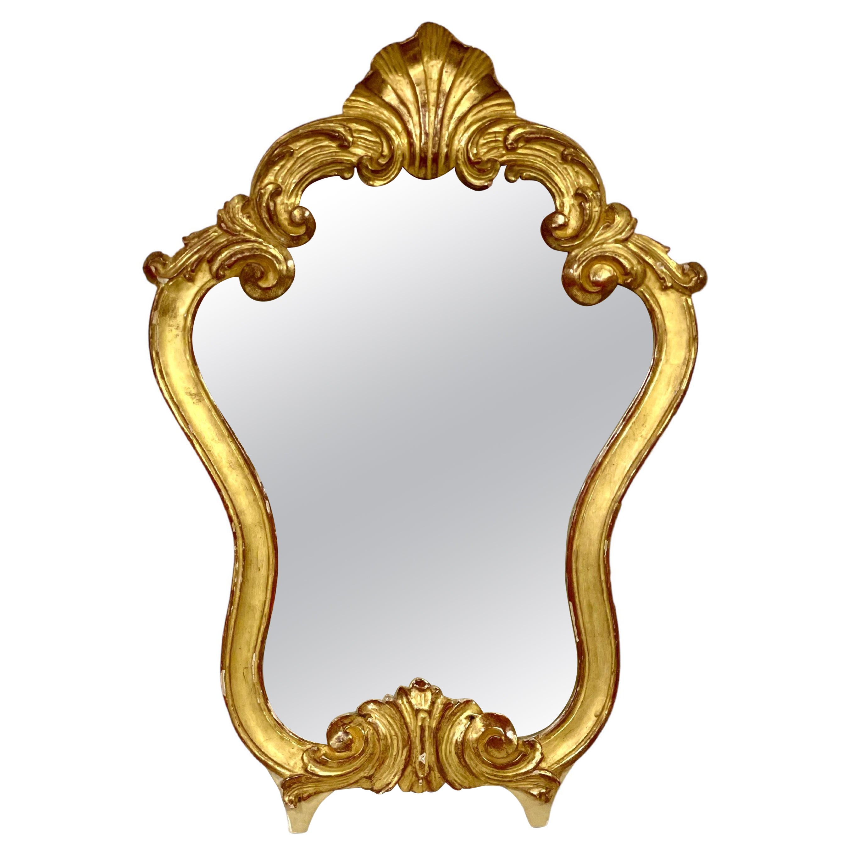 Specchio da parete dorato in stile rococò del XIX secolo