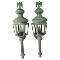 Pair of Antique Brass Wall Lantern