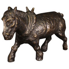 Vintage 20th Century Bronze Donkey French Sculpture Animal Statue, 1960