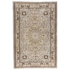 6.8x10 Ft Handmade Anatolian Area Rug in Neutral Colors, Vintage Carpet in Beige
