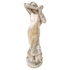 Antike große Gartenstatue, weibliche Skulptur mit schöner Patina, antik