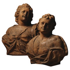 Réveillerie rococo : bustes en terre cuite du 18ème siècle de France