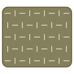 Rechteckiger Teppich in Grün und Elfenbein mit runden Ecken