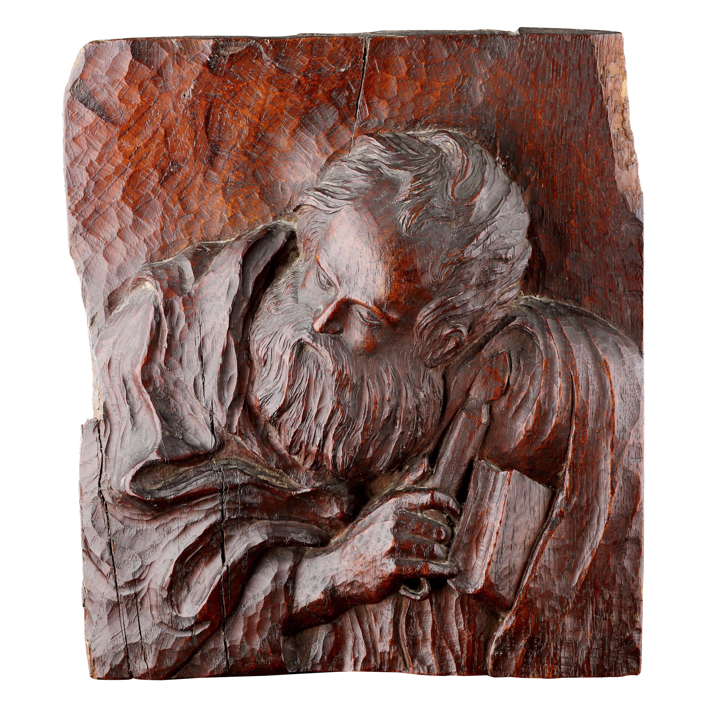 Haut-relief finement sculpté de Saint Jean  en vente