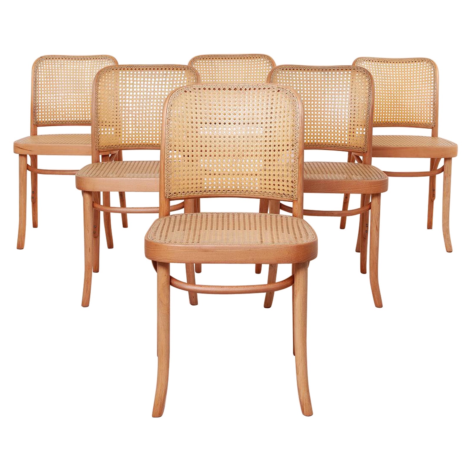 Ensemble de 6 chaises de salle à manger conçues par J. Hoffmann, modèle n° 811 en vente