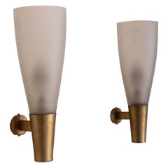 Midcentury pair of wall lights mod. 1537 by Pietro Chiesa for Fontana Arte