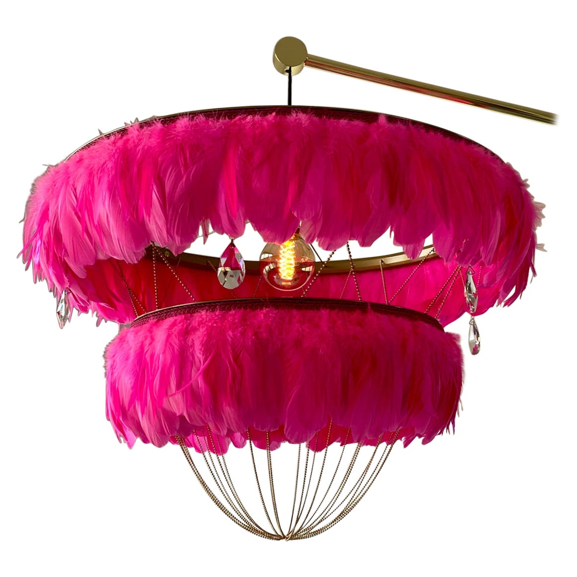 Feather Chandelier in Shocking Pink - Bertie -  Hand Made to order in London.  For Sale