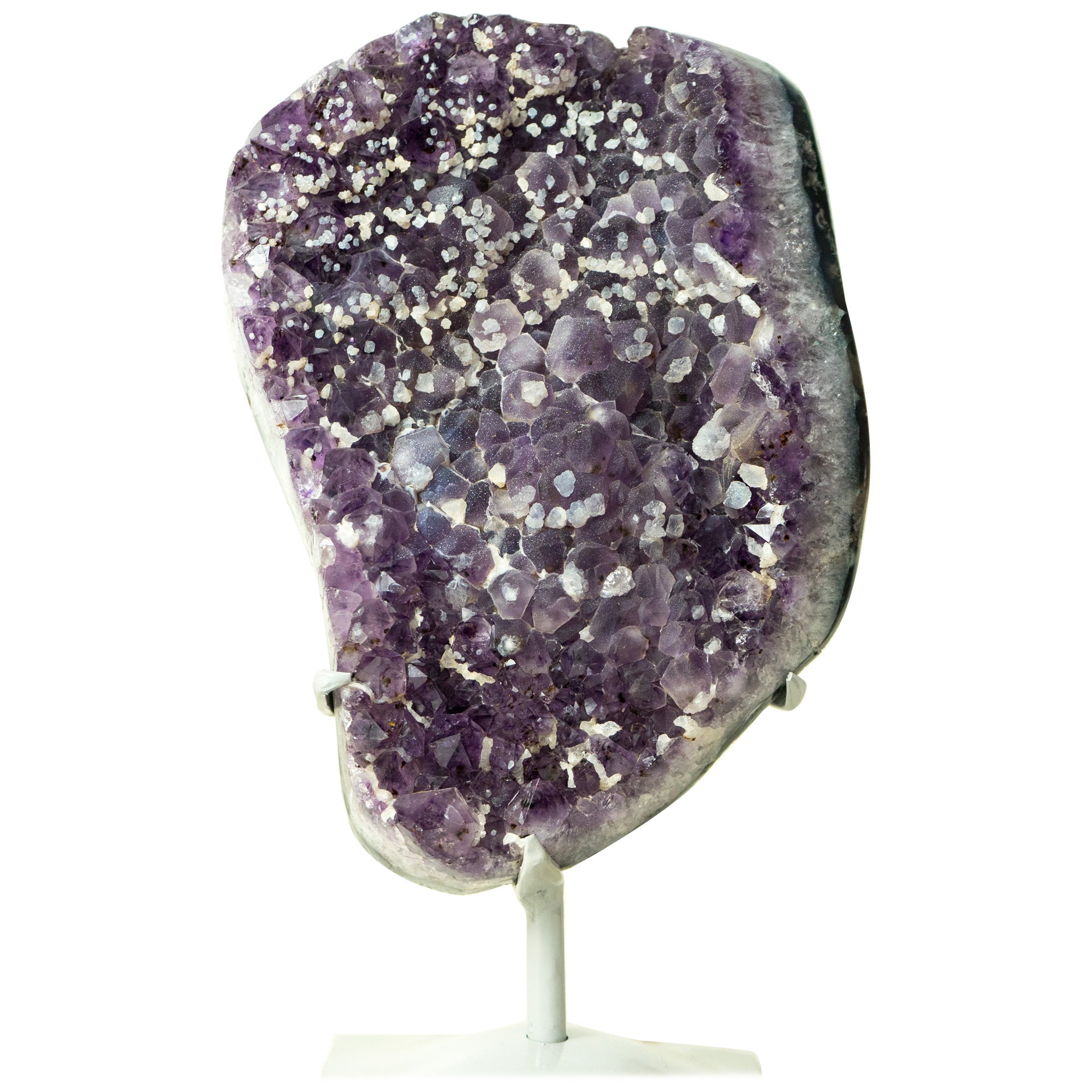 Sugar Coated Galaxy Amethyst Cluster with Deep Purple Amethyst Druzy and Calcite For Sale