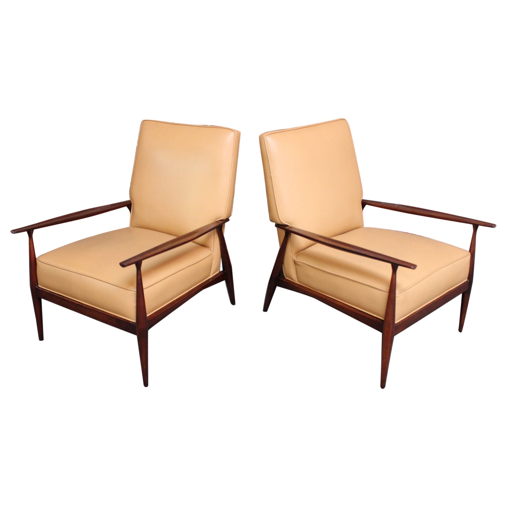 Pair of Paul Mccobb Stained Maple Lounge Chairs For Sale