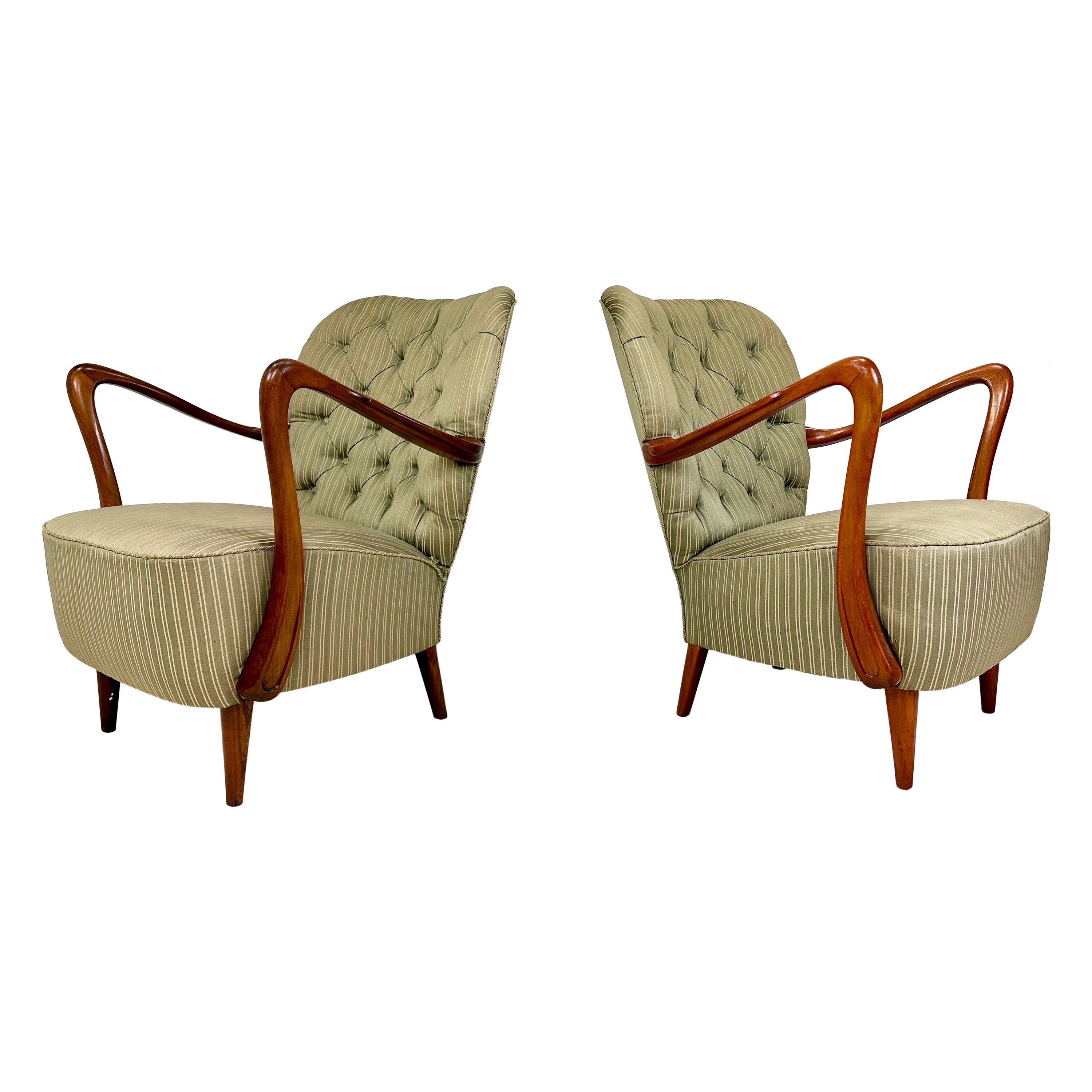 Pair of 1940’s Swedish Lounge Chairs For Sale