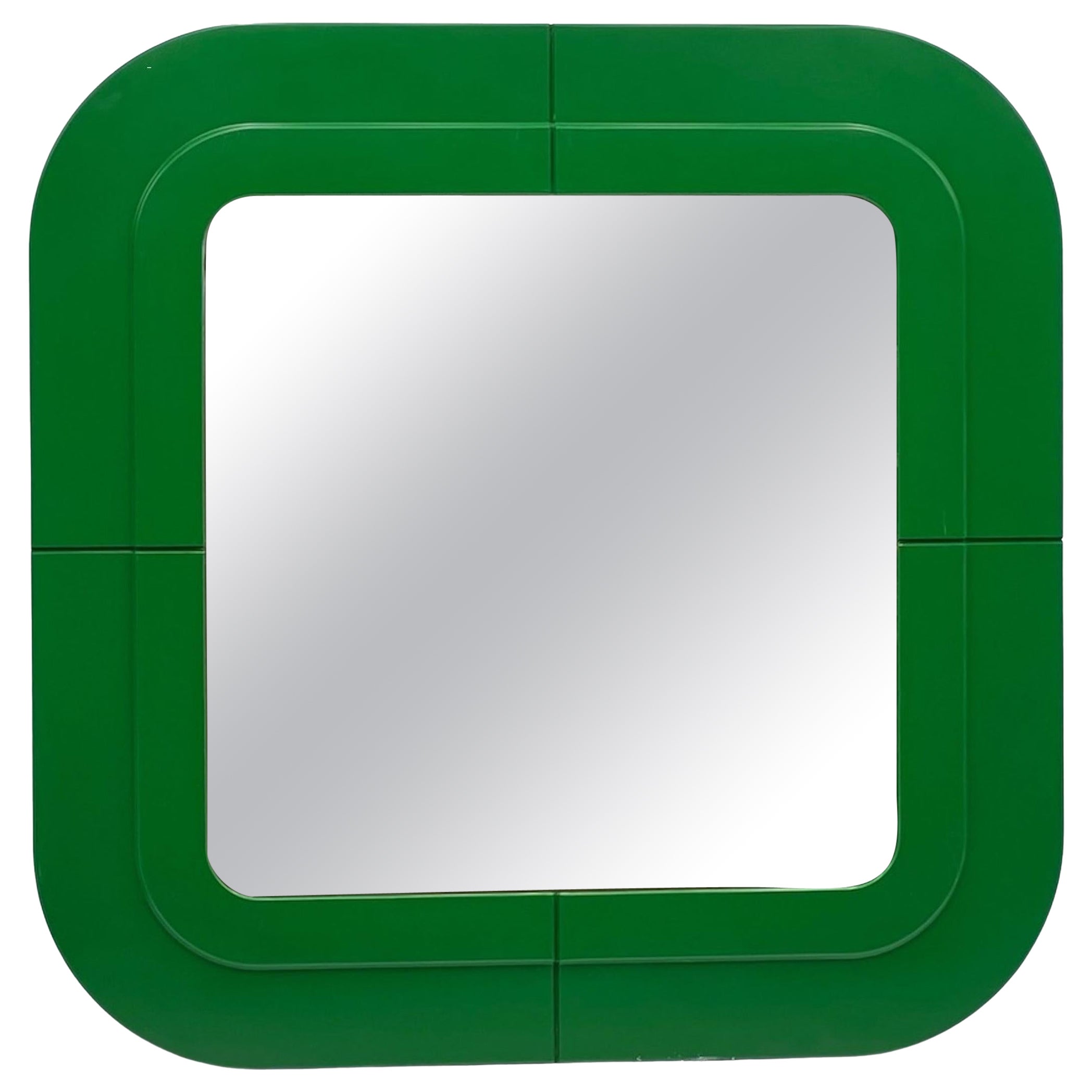 Iconic Kartell Mirror in Green by Anna Castelli Ferrieri, 1970s  For Sale