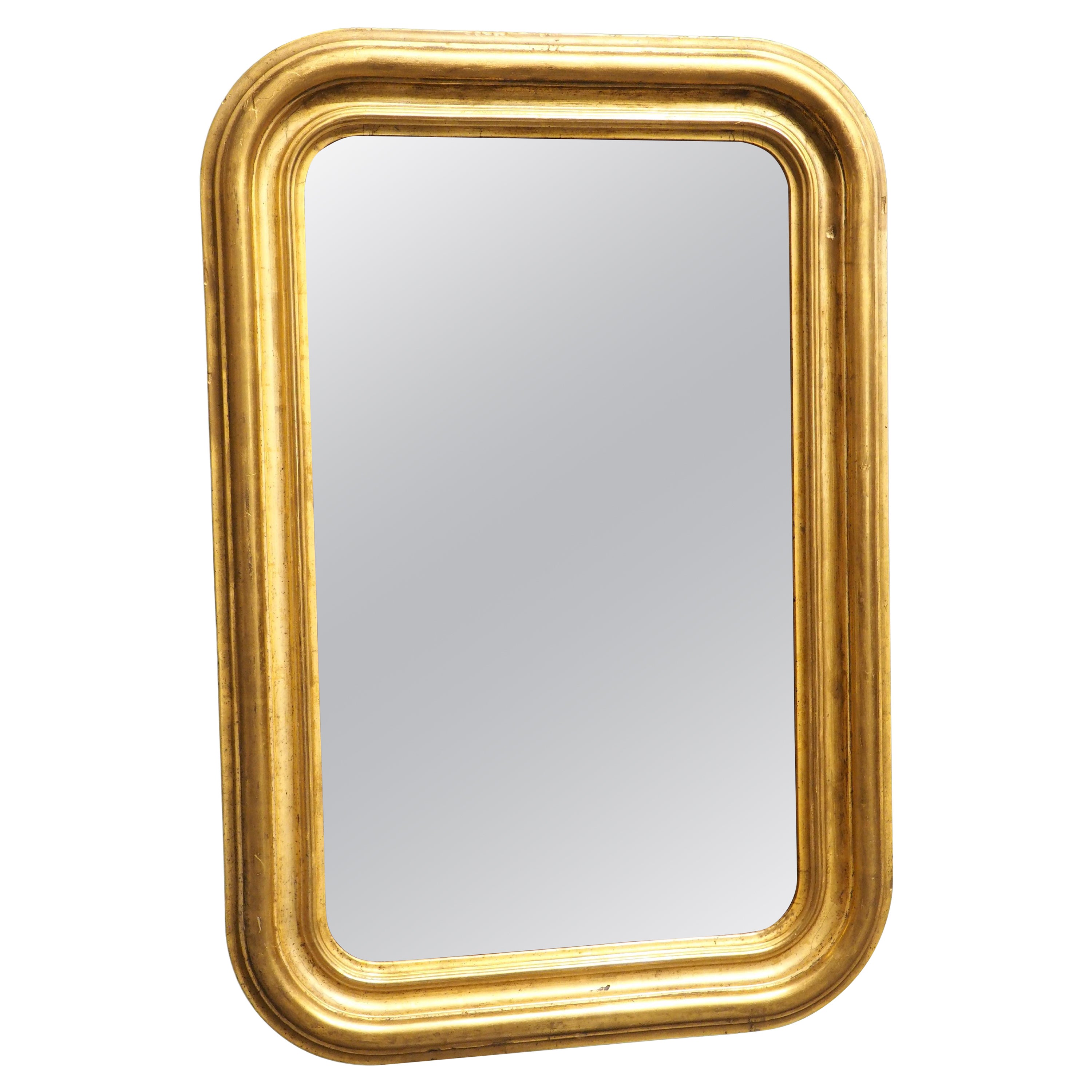 Circa 1850 Antique Giltwood Louis Philippe Mirror from France For Sale