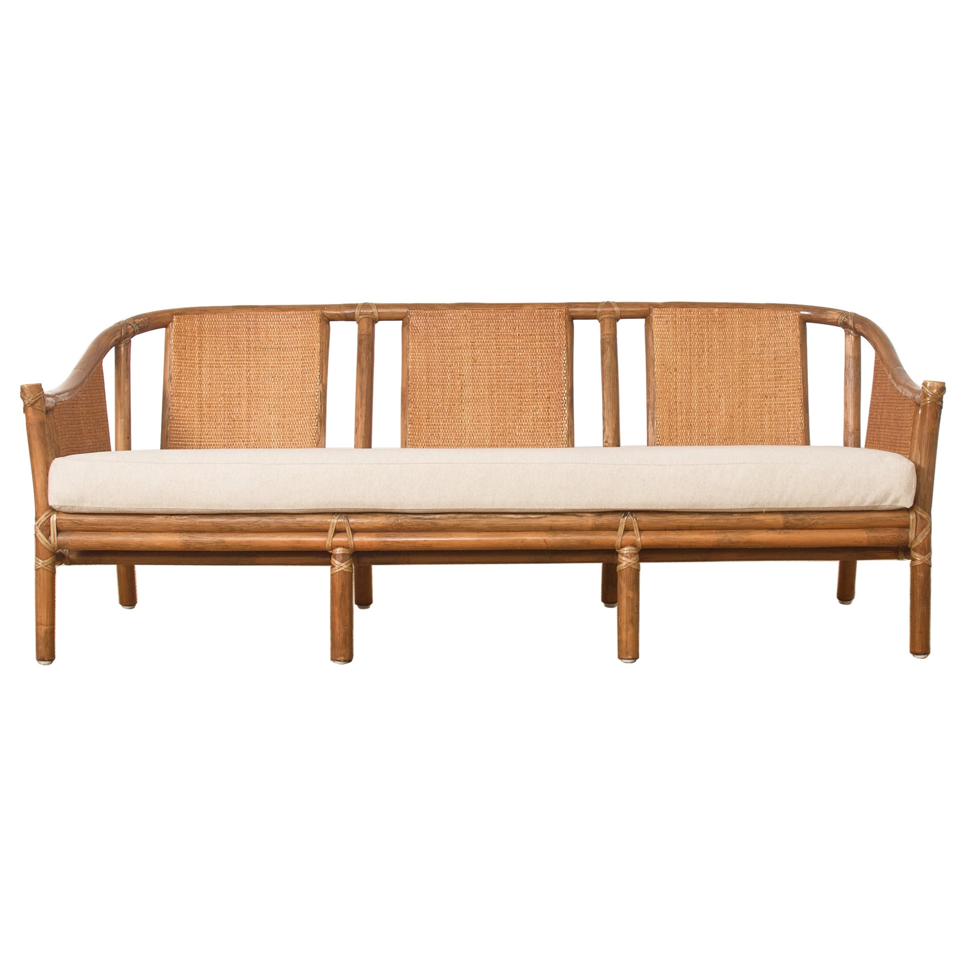 McGuire Organic Modern Rattan Raffia Sofa Settee For Sale