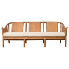 Retro McGuire Organic Modern Rattan Raffia Sofa Settee