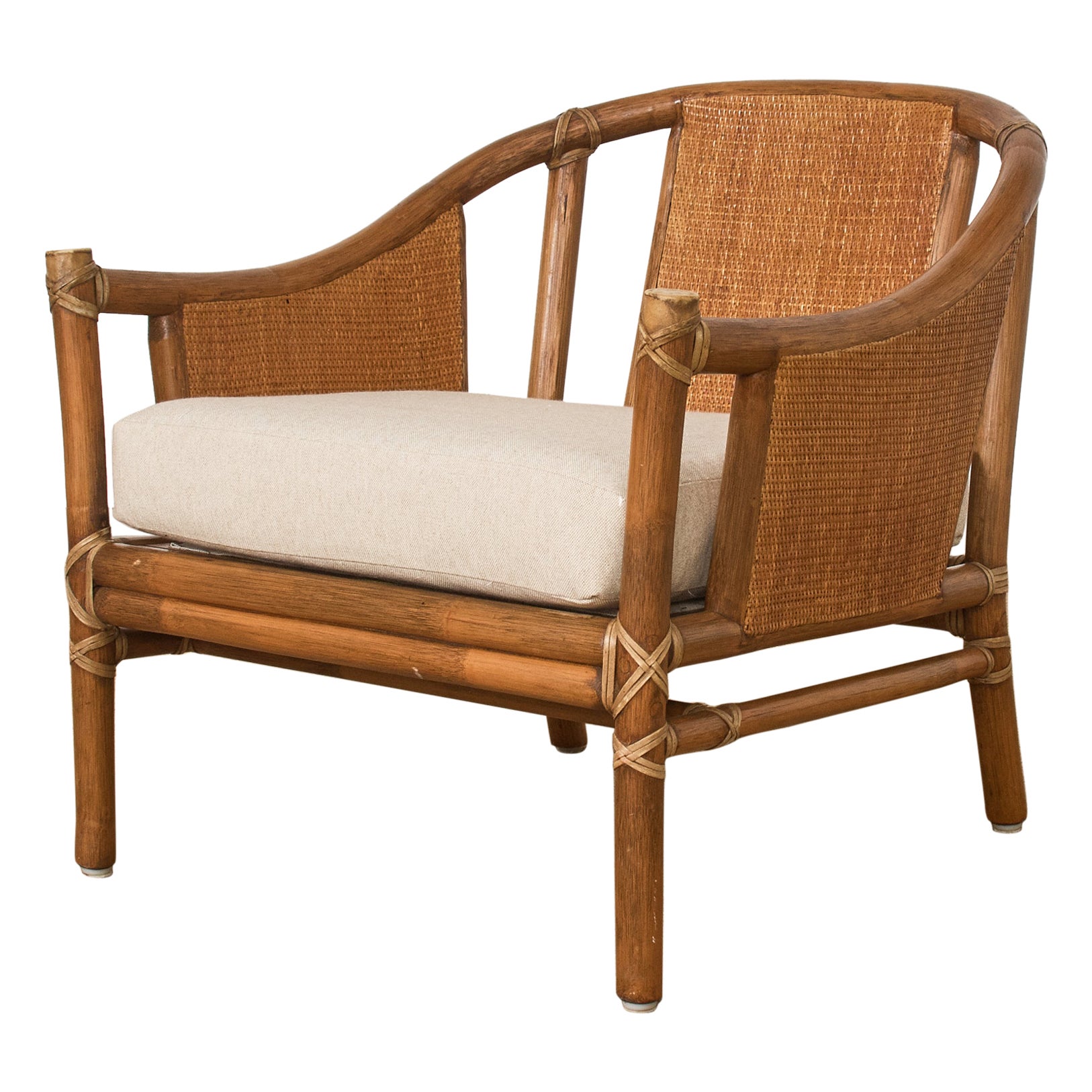 McGuire Organic Modern Rattan Raffia Lounge Chair For Sale