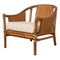 Antique McGuire Organic Modern Rattan Raffia Lounge Chair