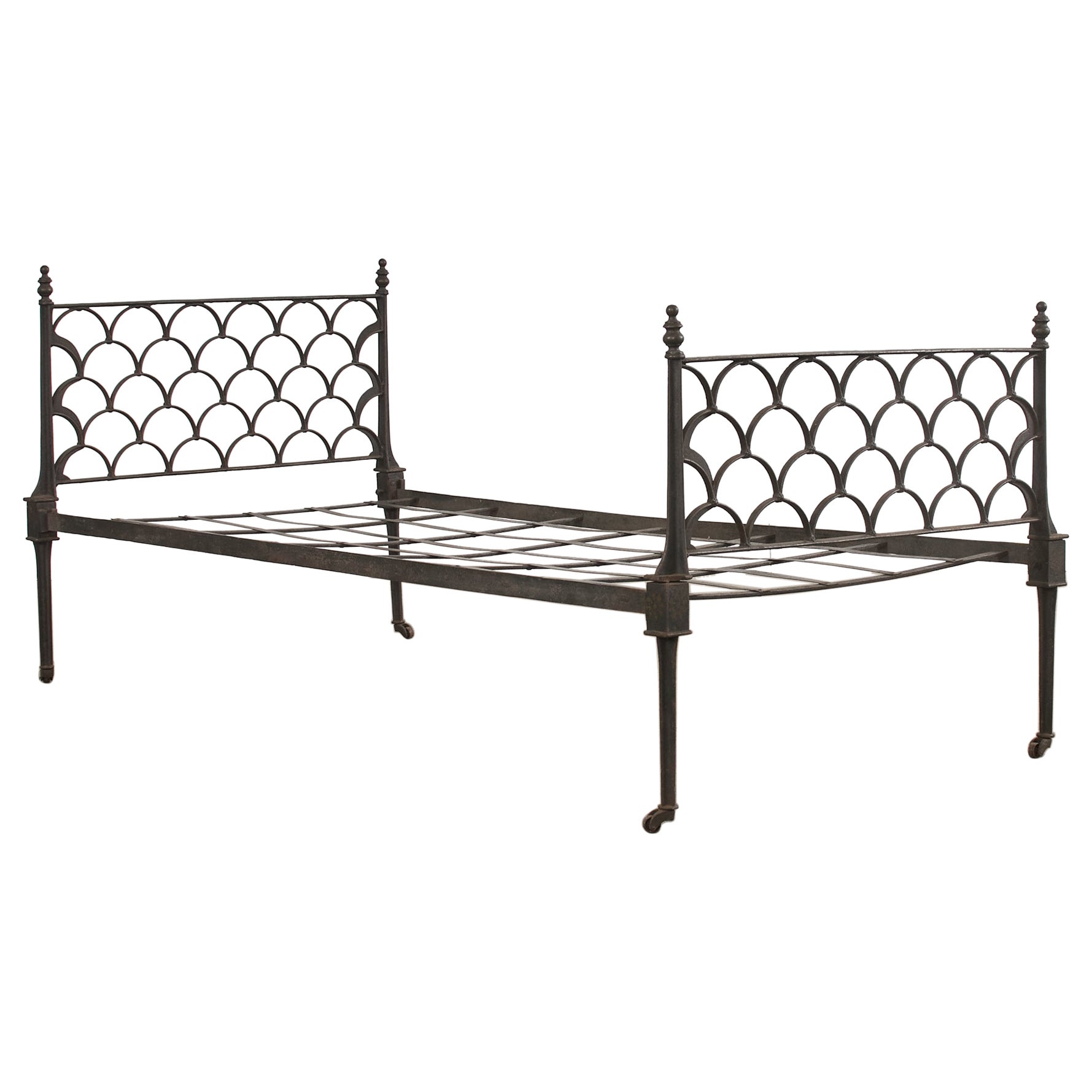 French Art Deco Cast Iron Daybed on Casters For Sale