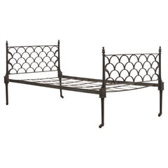 Antique French Art Deco Cast Iron Daybed on Casters