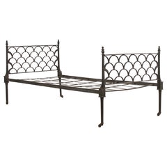 French Art Deco Cast Iron Daybed on Casters