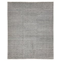 Handmade Modern Moroccan Style Wool Rug With Geometric Motif In Light Gray 