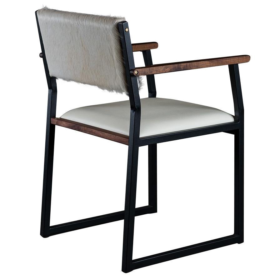 10x Shaker Modern Armchairs, by Ambrozia, Ebonized Walnut & Grege Leather  For Sale