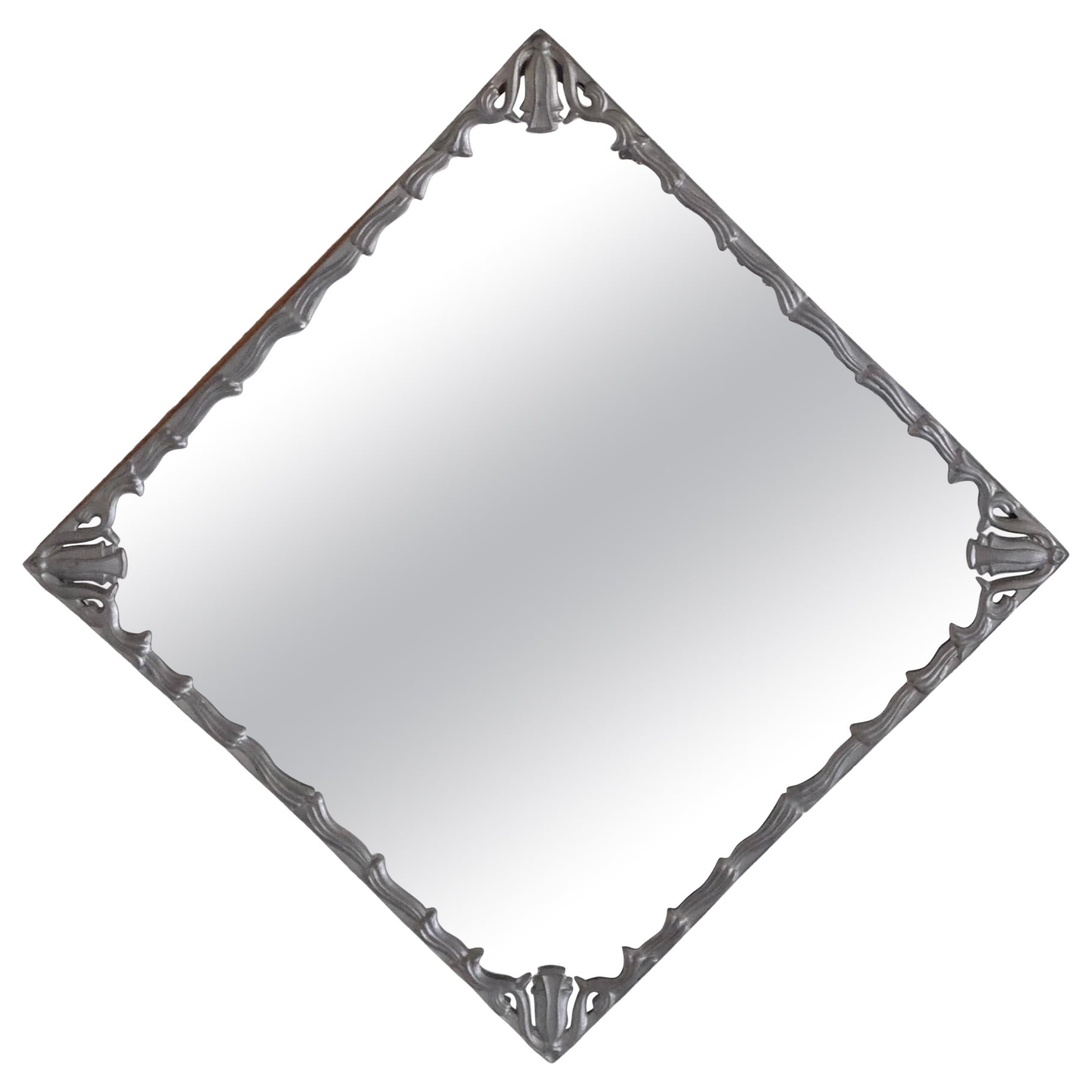 1930s Swedish Modern Pewter Mirror For Sale