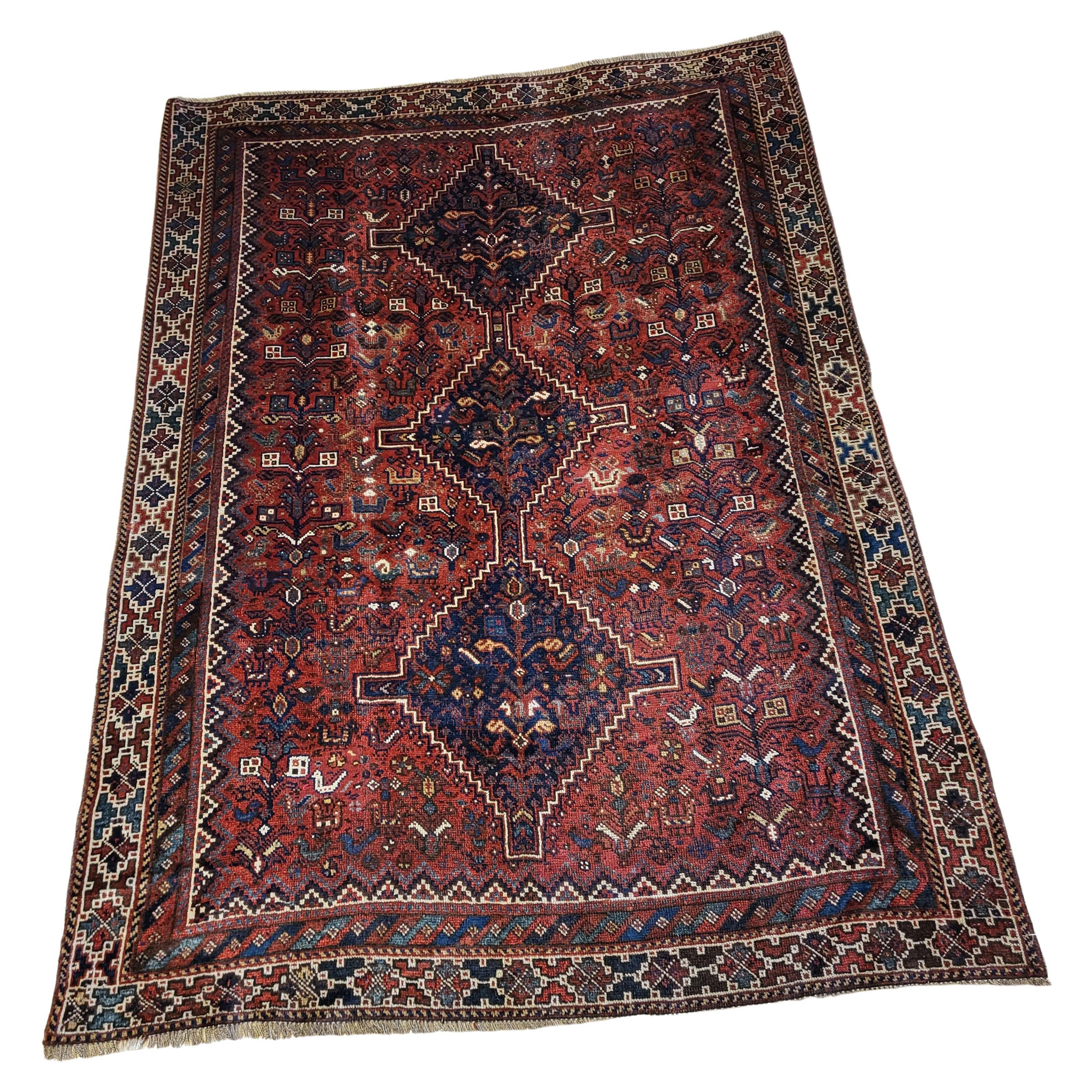 19th Century Persian Shiraz / Qashqai - Nomadic Rug For Sale