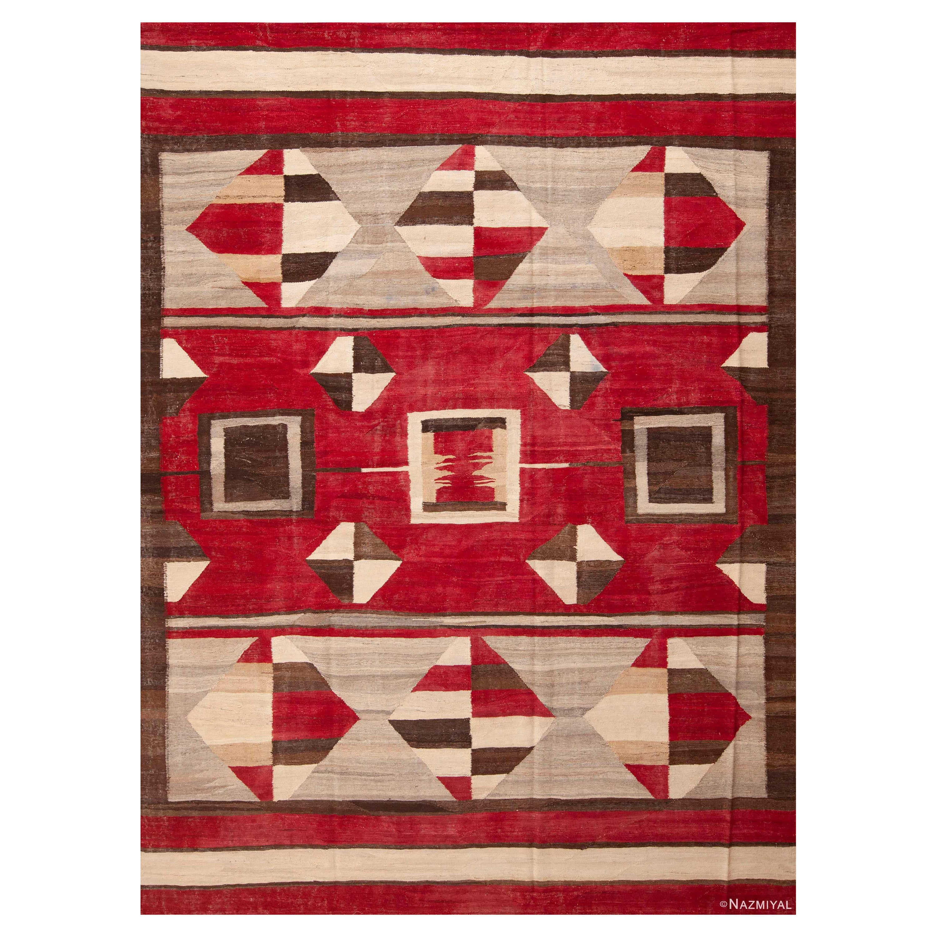 Nazmiyal Kollektion Moderner geometrischer Flachgewebe-Kelim-Teppich aus Stammeskunst 8'8" x 11'10"
