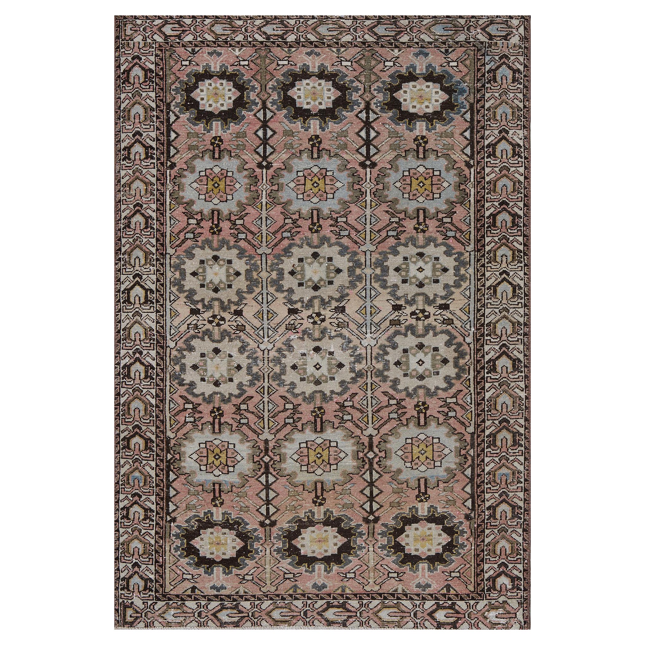 Antique Circa-1900 Pink Wool Persian Malayer Rug For Sale