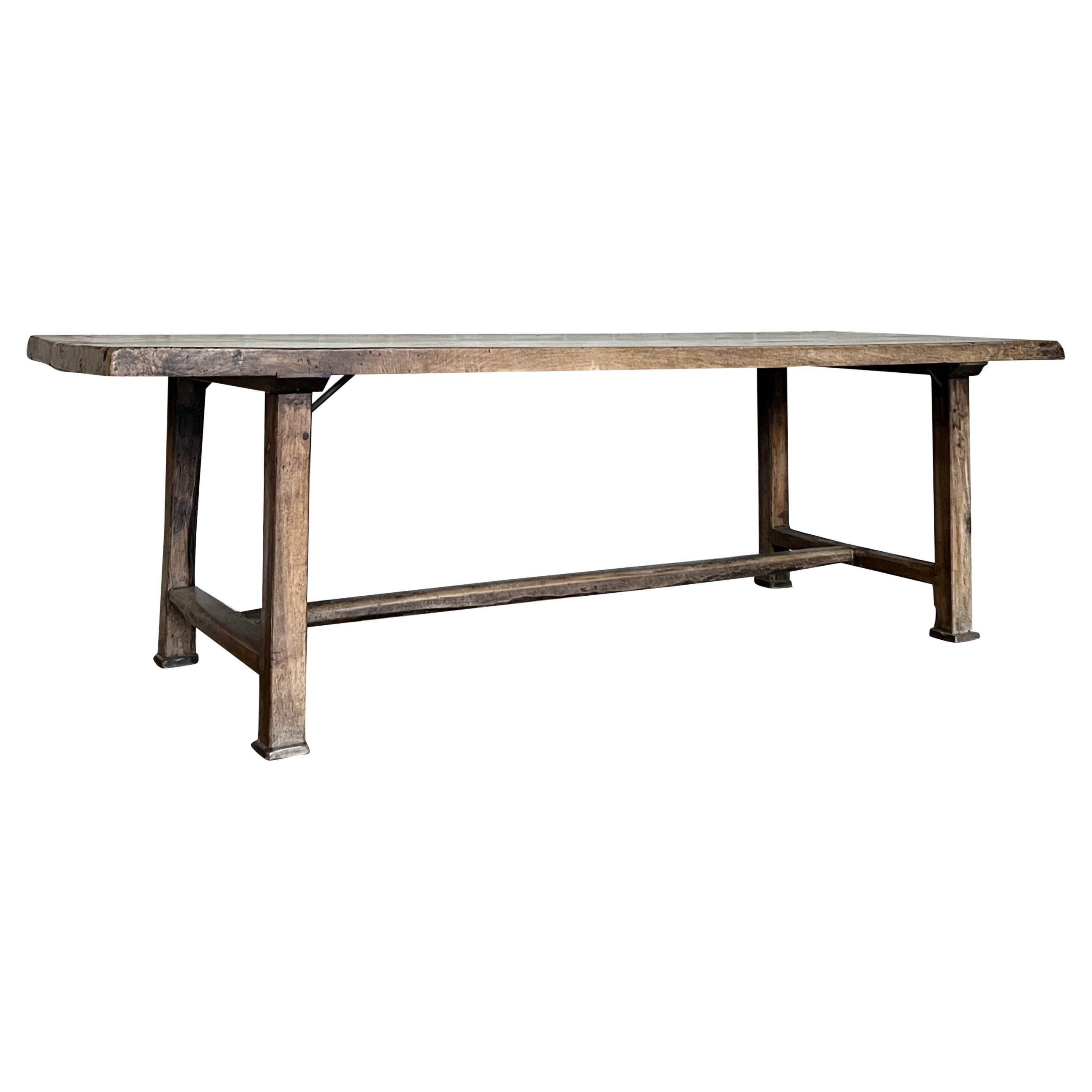 19th Century French Walnut Refectory Farm Table For Sale