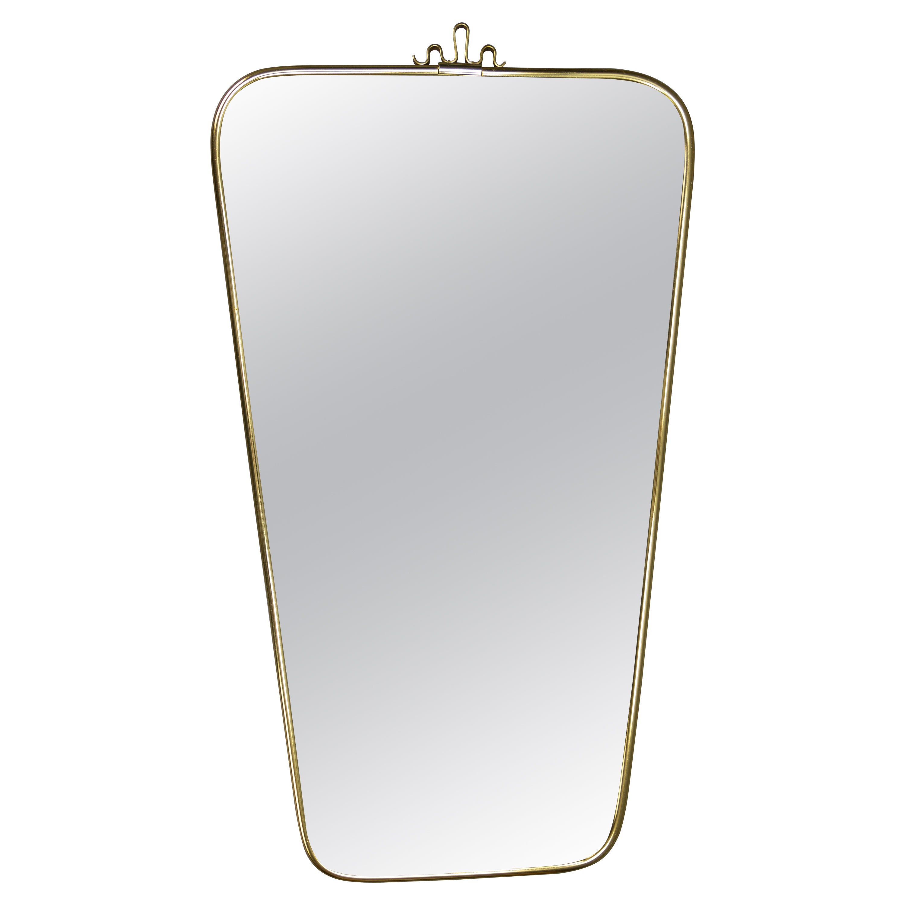 German Mid-Century Modern Brass Frame Wall Mirror by Lenzgold, 1960s For Sale