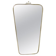 Retro German Mid-Century Modern Brass Frame Wall Mirror by Lenzgold, 1960s