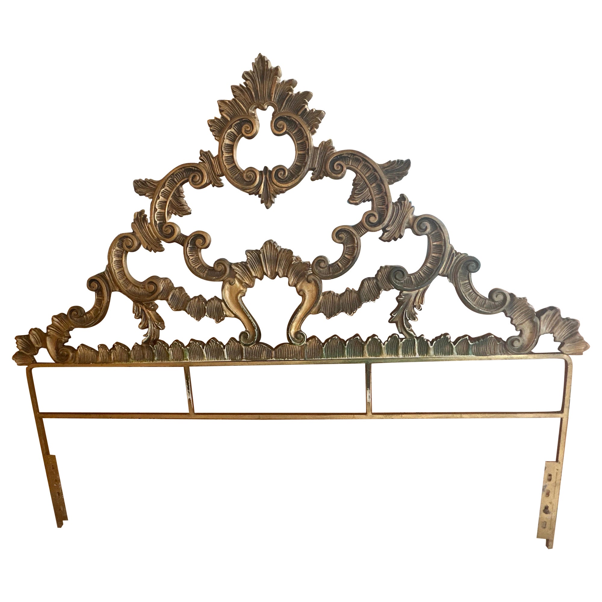 Vintage French Ornate Metal Full Size Headboard Bed  For Sale