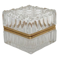 1950s Baccarat Style Cut Faceted Crystal Square Box