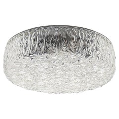 Mid-Century Round Molded Glass Flower Fixed Ceiling Light or Wall Sconce