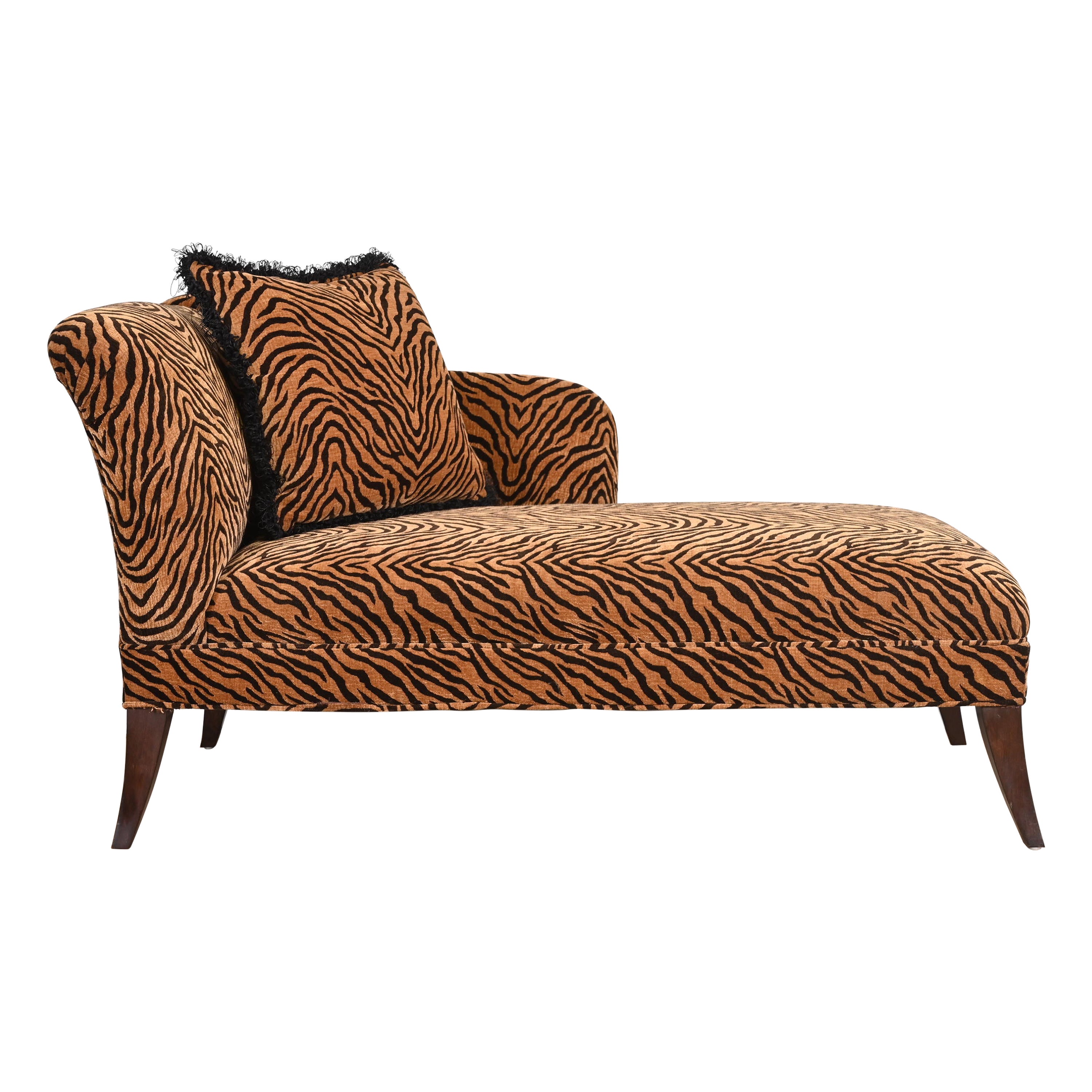 French Regency Tiger Print Upholstered Chaise Lounge For Sale