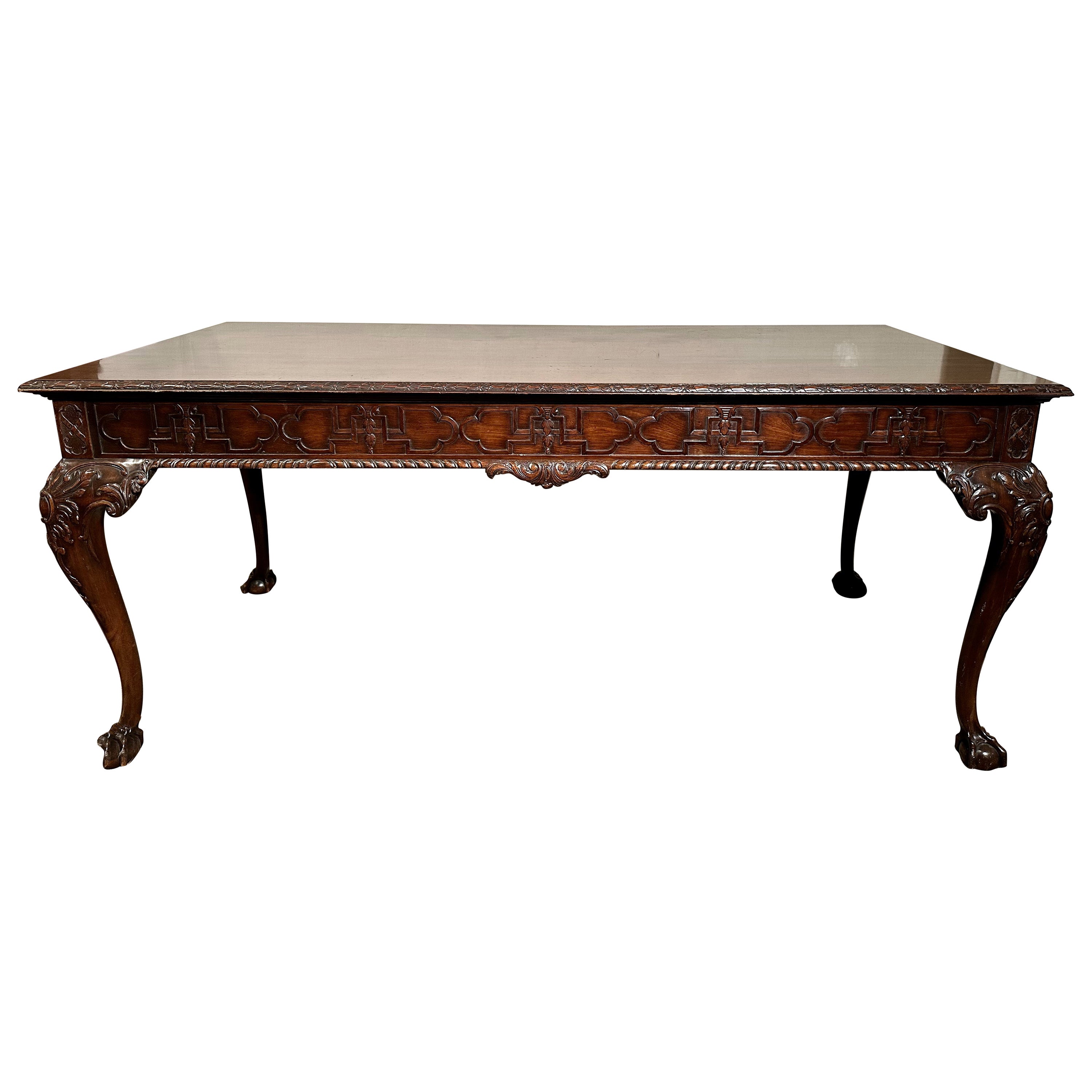Antique Irish Chippendale George IV Mahogany Library Table, Circa 1820-1830. For Sale