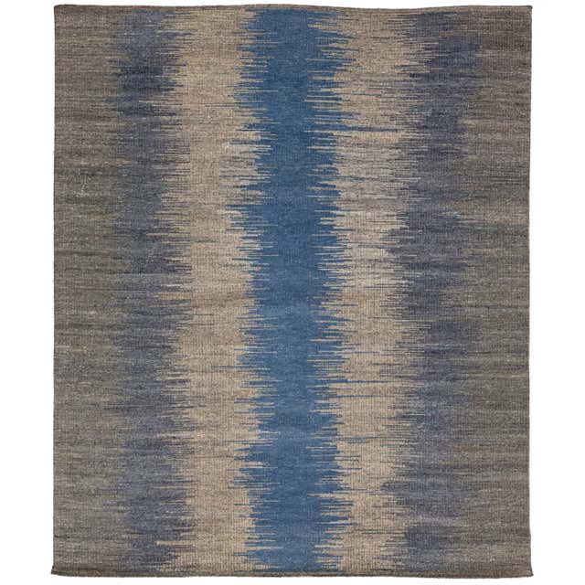 Rug and Kilim’s Scandinavian-Inspired Silver-Gray and Blue Wool Kilim ...
