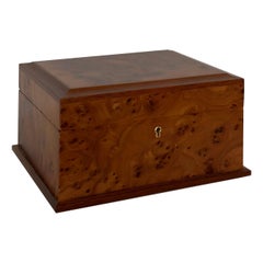 Caja rectangular con dos compartimentos de madera de burl de los años 70