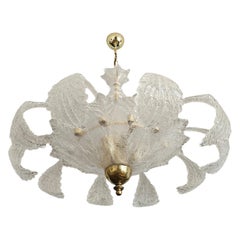 Retro Art Deco Chandelier in style of Barovier & Toso, 10 Murano leaves, Italy 1950s