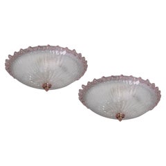 Set of 2 Italian Pink Murano Glass Ceiling Fixture, Murano, 1960