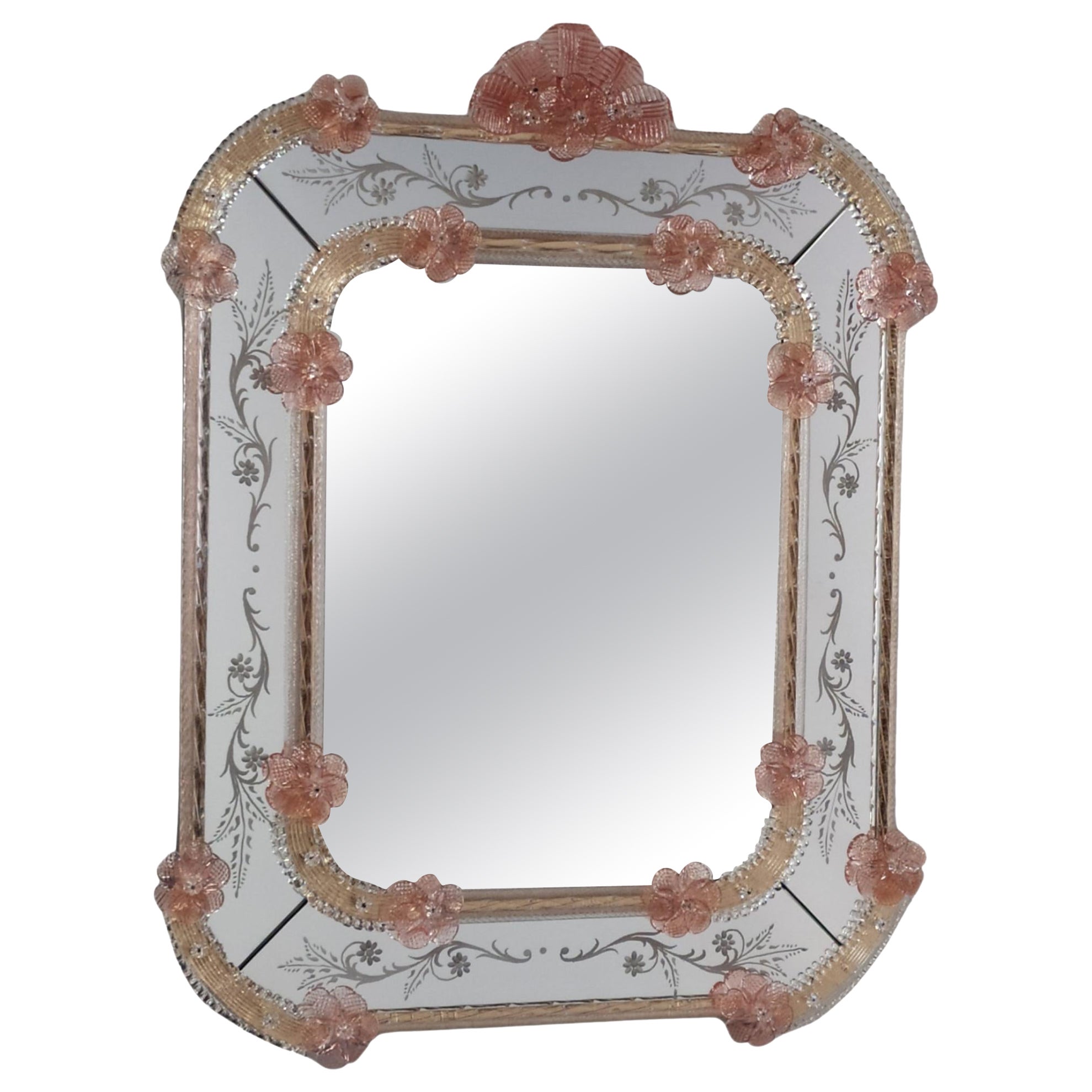 Miroir en verre de Murano de style vénitien, par Fratelli Tosi Murano en vente