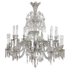 Antique Large Clear Cut-Glass Chandelier by Baccarat 