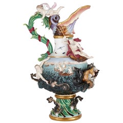 Antique Large Porcelain ‘Water’ Ewer from the ‘Elements’ Series by Meissen