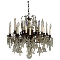 19th Century Victorian Chandelier, Bronze and Crystal