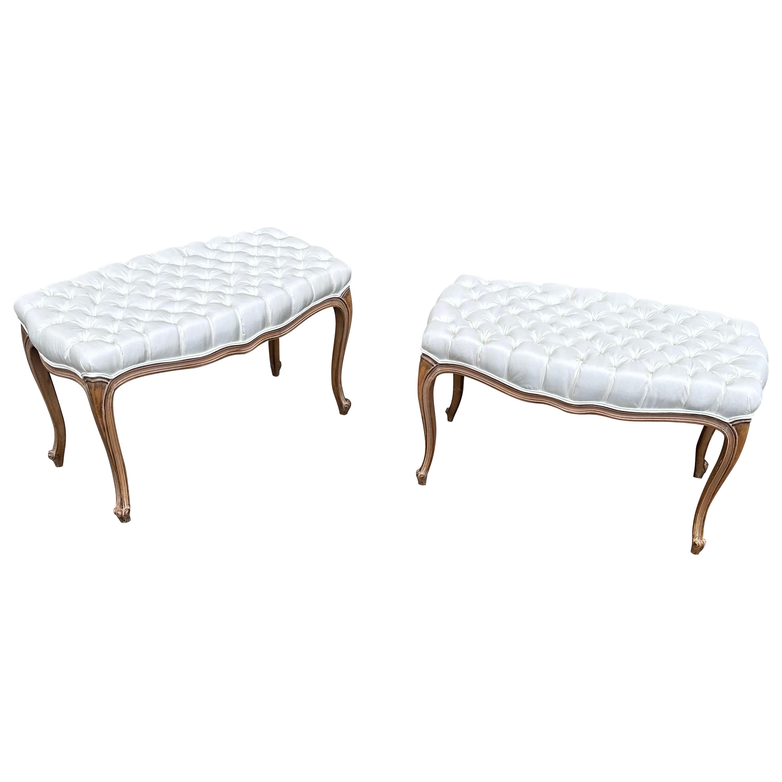 Pair of 1960’s tufted Italian Benches For Sale