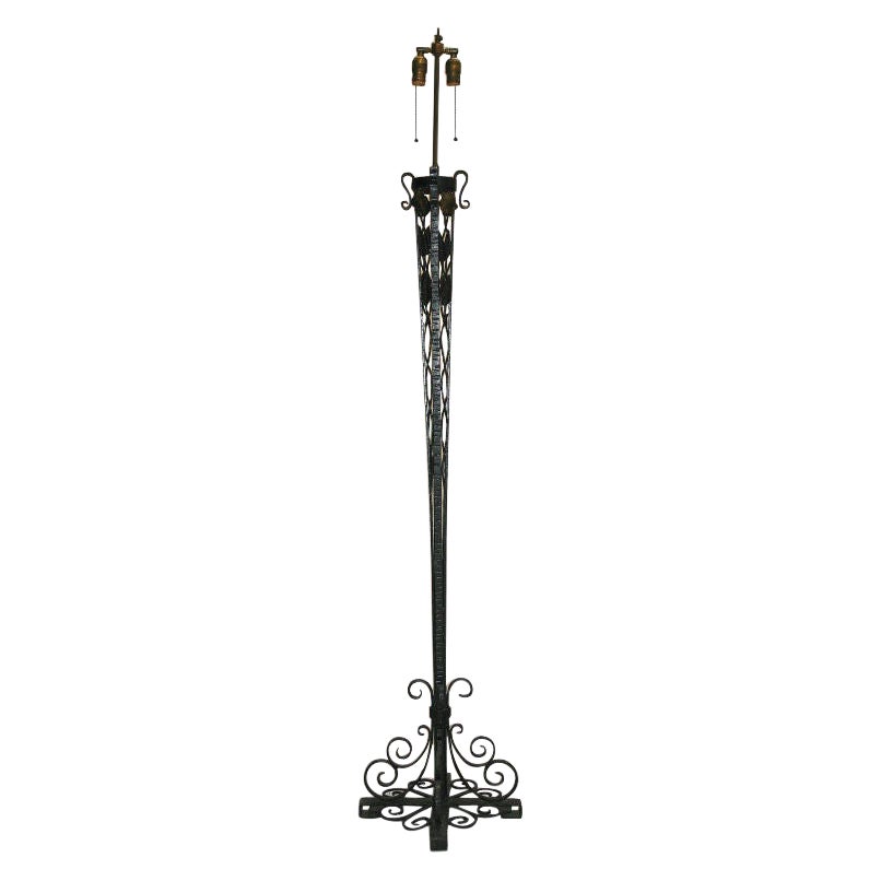 Arts and Crafts Iron Floor Lamp For Sale