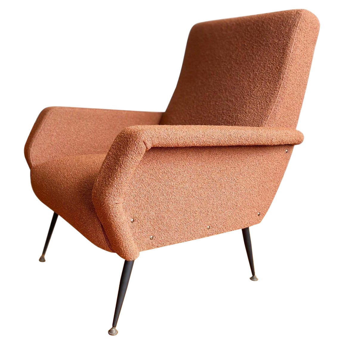 1950s, Italian Accent Chair Designed by Giuseppe Rossi Newly Upholstered Boucle For Sale