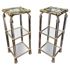 A Pair Of Brass And Lucite Etageres/Side Tables By  Muebles Curvasa 