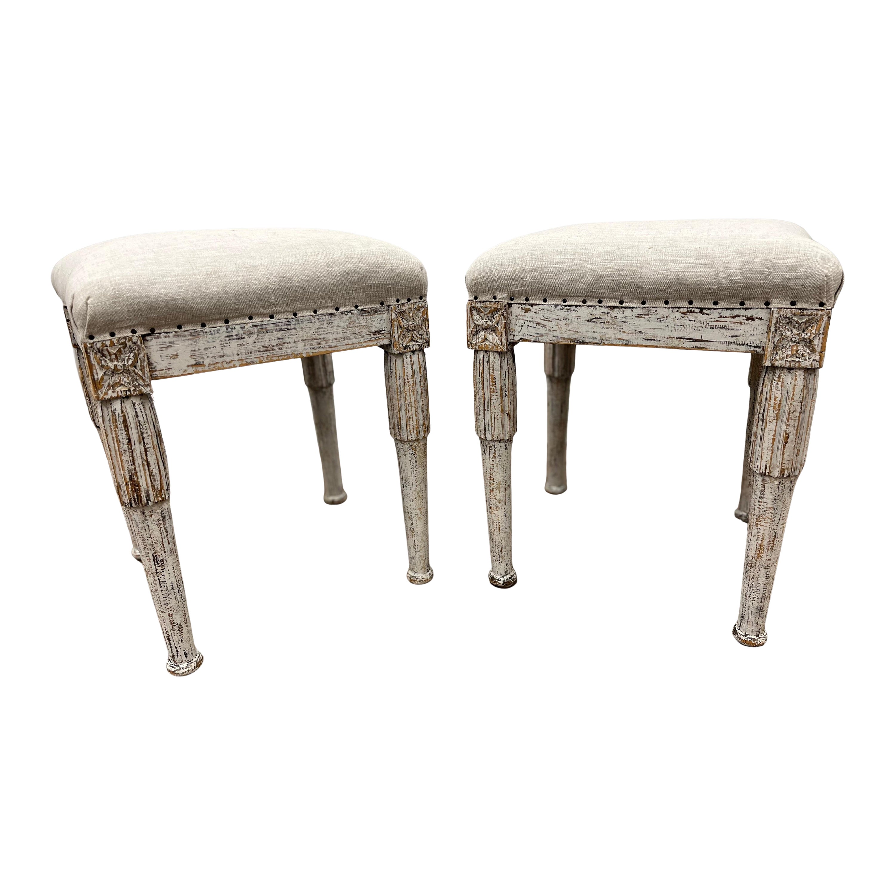 Pair of 19th Century Swedish Gustavian Style Footstools For Sale